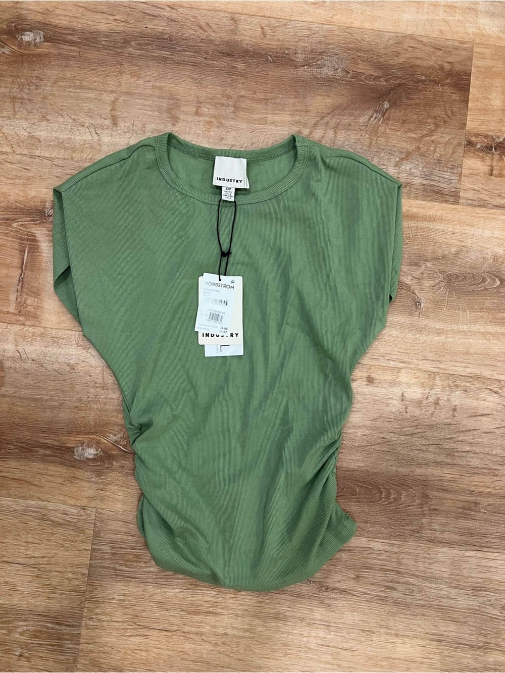 NWT Industry Green Ribbed Short Sleeve Top